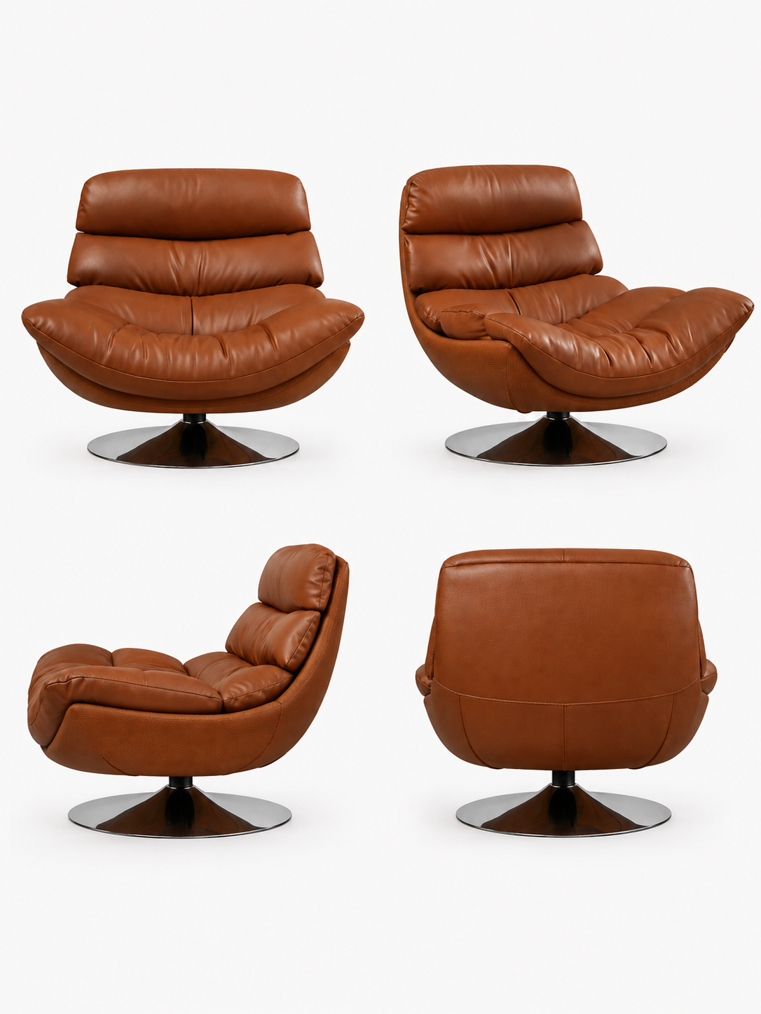 LUCIEN Vintage Brown Waxed Leather Armchair | Genuine Leather Lounge Chair 2001