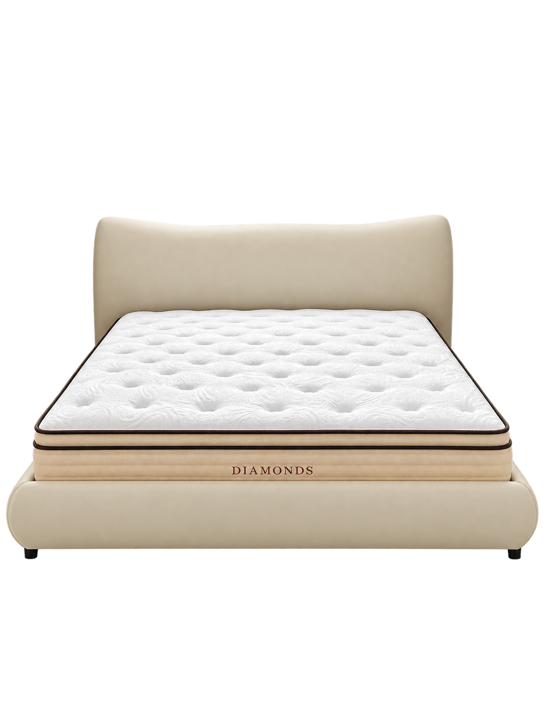 KITTEN Teddy Fabric Upholstered Bed Frame with High Padded Headboard | Queen & King | 0064