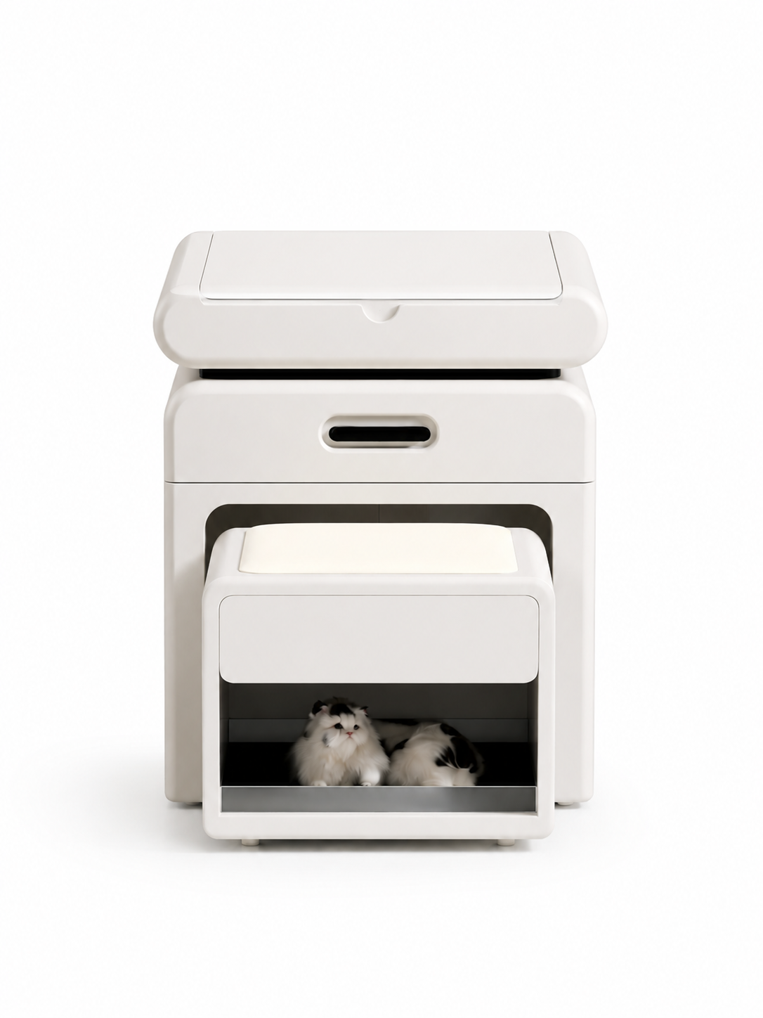 NOVARA Multi-Function Flip-Top Vanity Cabinet with LED Mirror & Hidden Stool | Modern Makeup Vanity Desk 6061