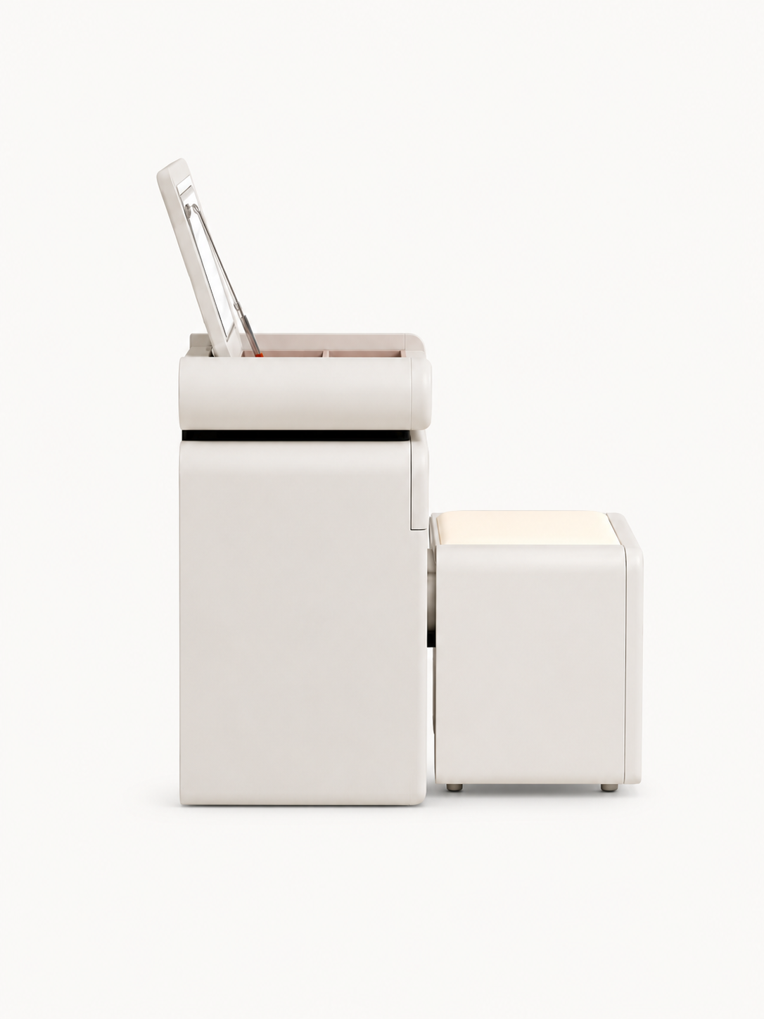 NOVARA Multi-Function Flip-Top Vanity Cabinet with LED Mirror & Hidden Stool | Modern Makeup Vanity Desk 6061