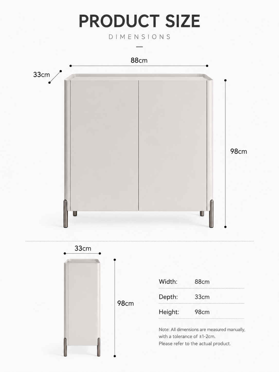 AUREO Modern High Gloss 2-Door Shoe Storage Cabinet with Tempered Glass Top for Entryway | SS-010