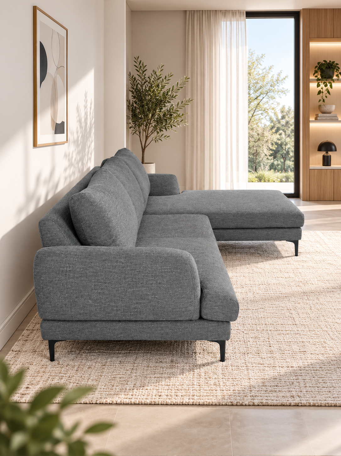 [Special Offer] JYTEE Custom Edition Grey Fabric 3-Seater Corner Sofa 1051