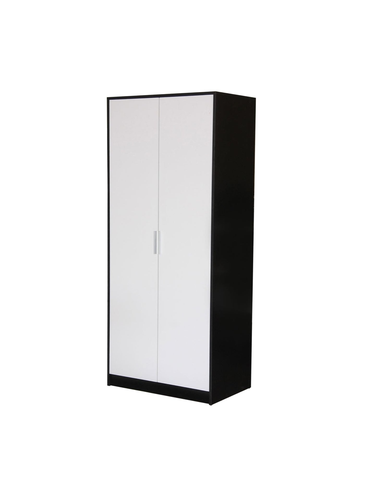 Modern Black & White 2 Door Wardrobe | Freestanding Bedroom Storage Cabinet