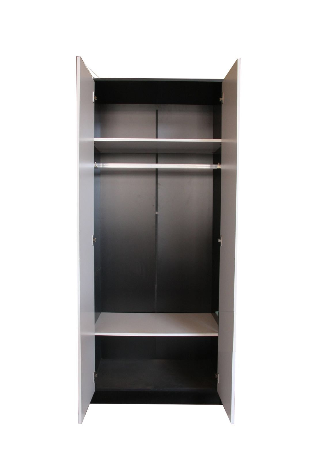 Modern Black & White 2 Door Wardrobe | Freestanding Bedroom Storage Cabinet