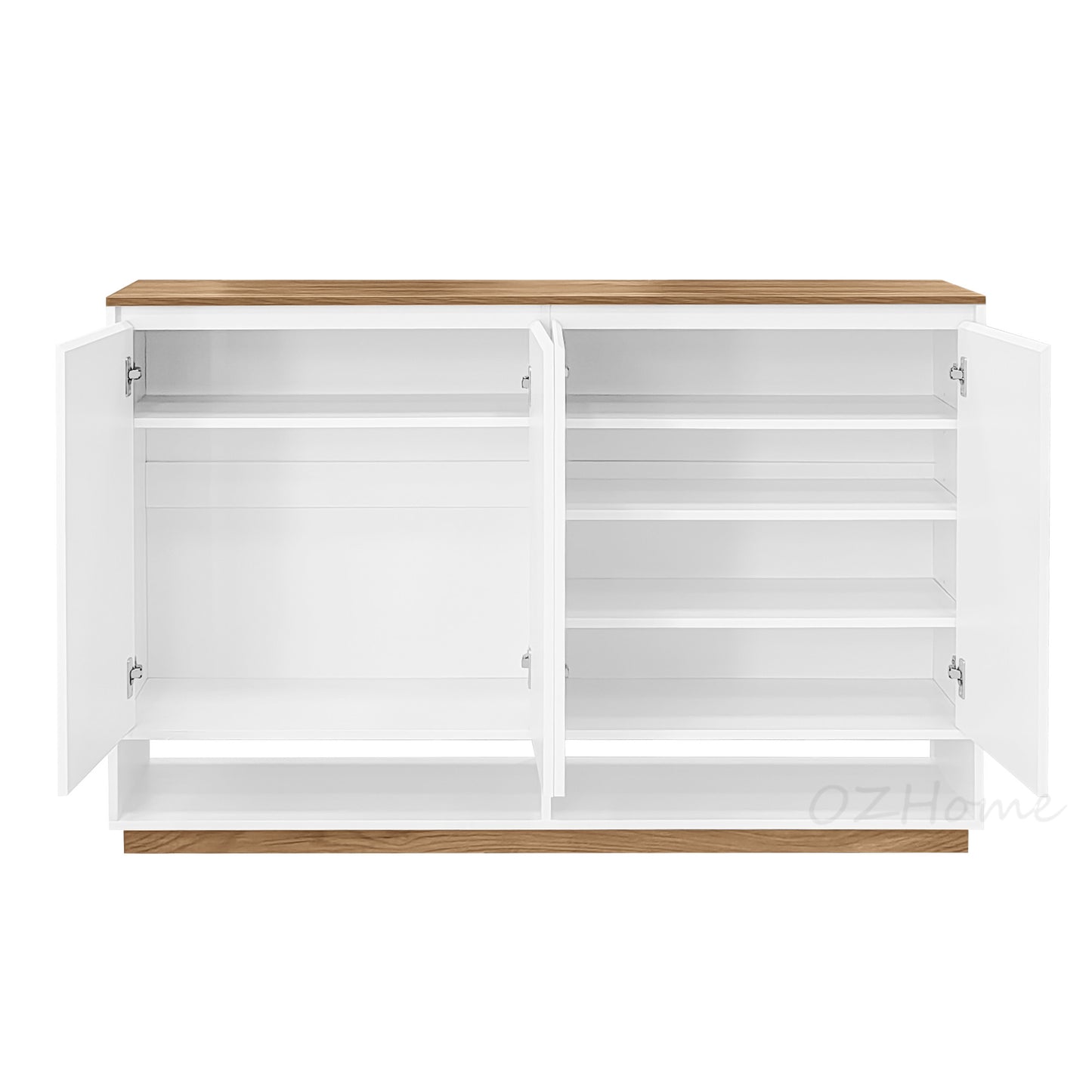 ELIO White & Natural Wood Four-Door Large 140cm Storage Shoe Cabinet | SS-002