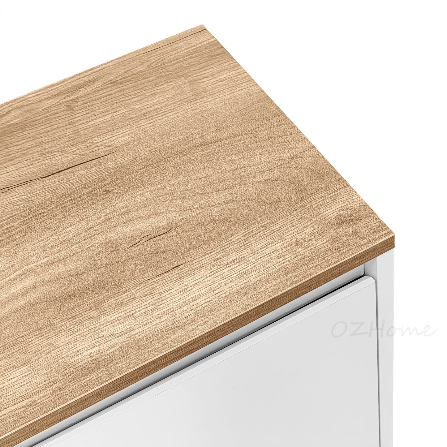 ELIO White & Natural Wood Four-Door Large 140cm Storage Shoe Cabinet | SS-002
