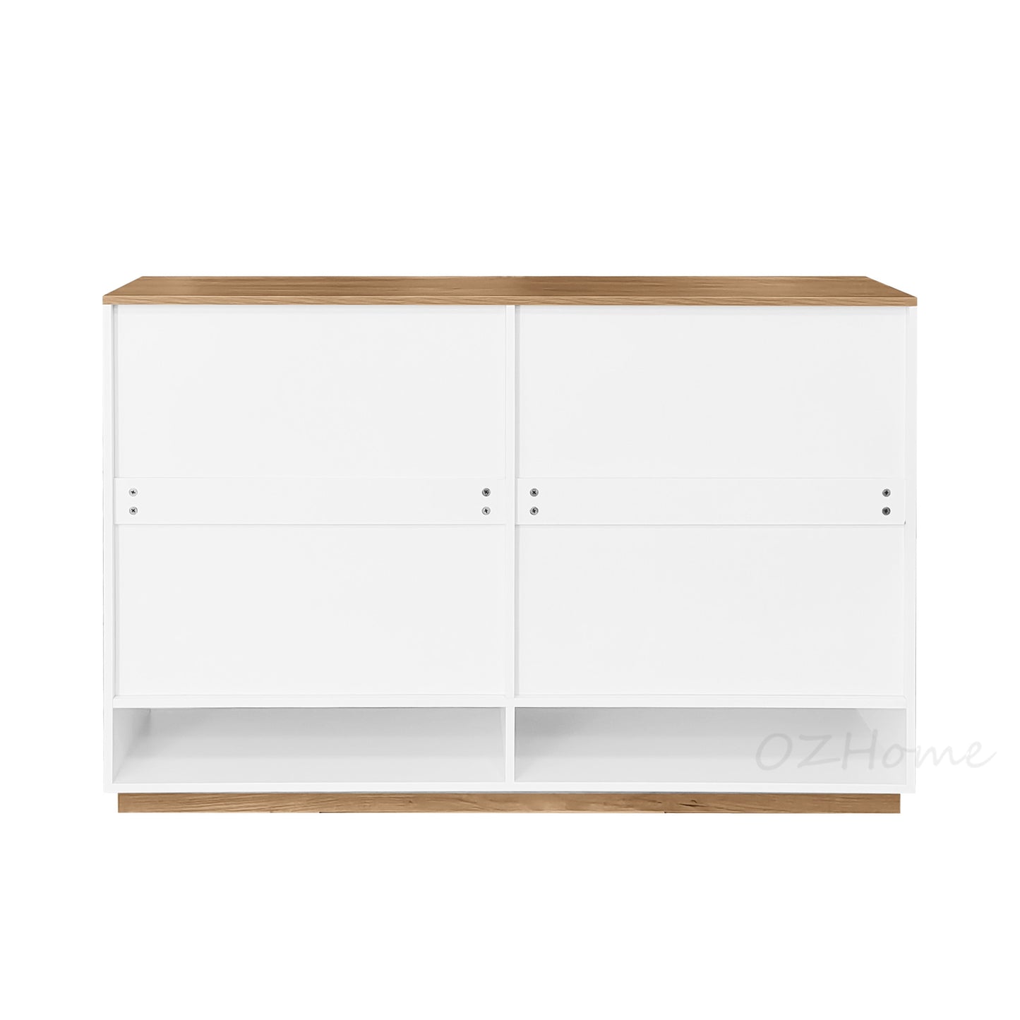 ELIO White & Natural Wood Four-Door Large 140cm Storage Shoe Cabinet | SS-002