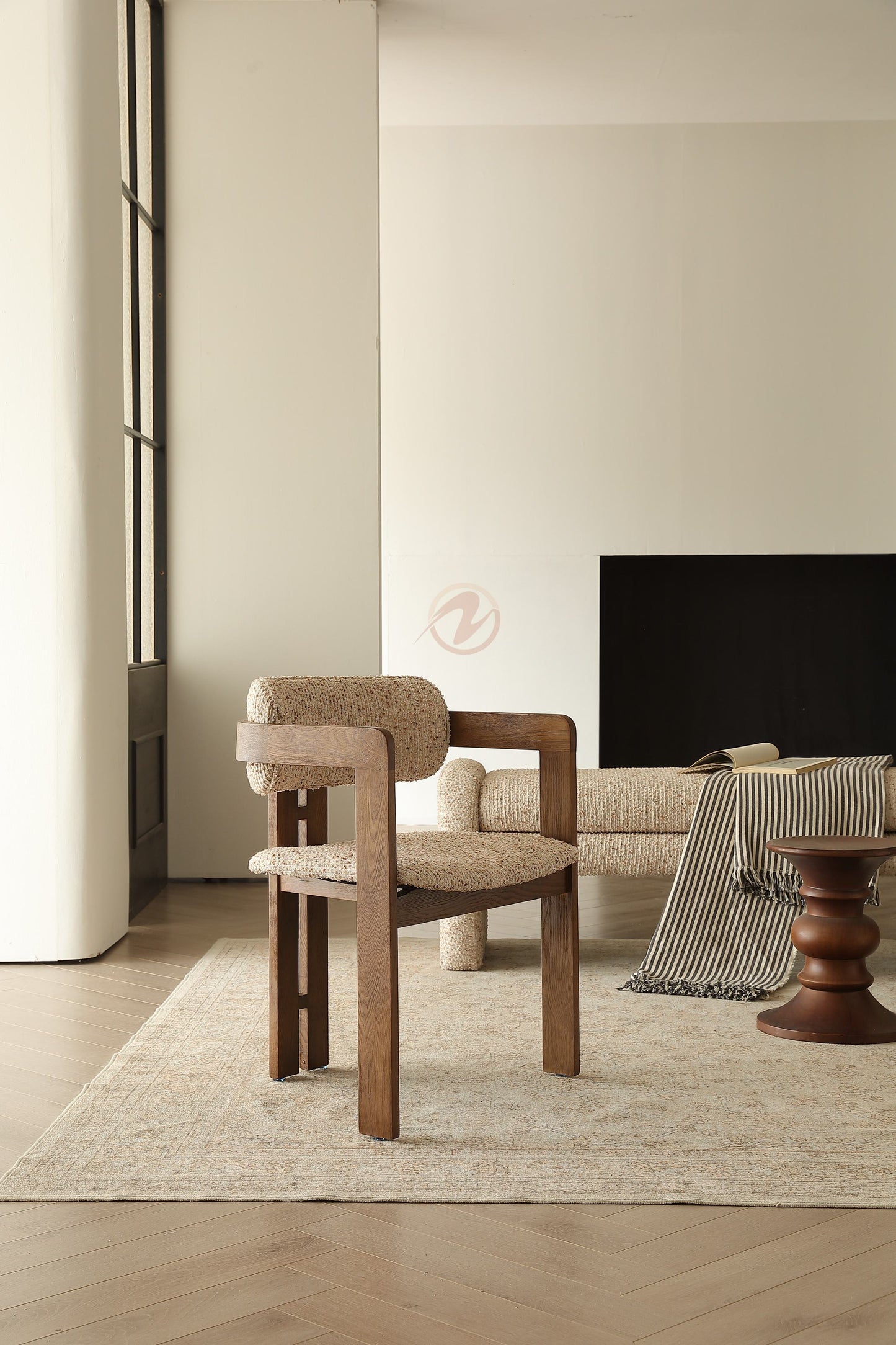 CÉRIS Contemporary Bouclé Accent Dining Chair, Multi-Color Options – 4123