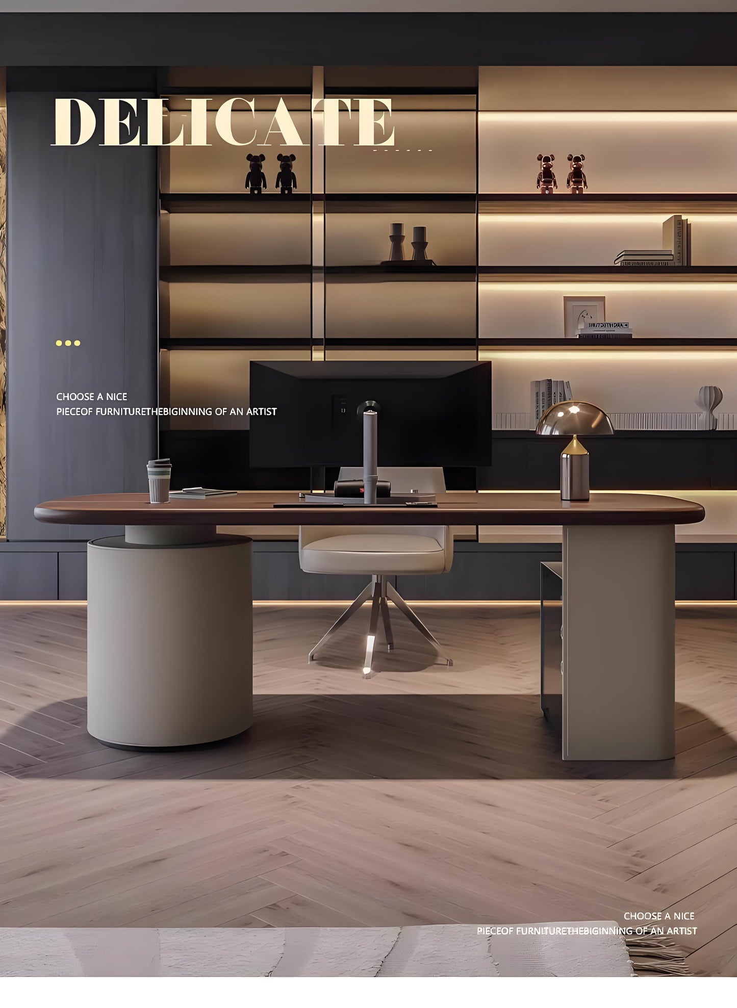 Designer Solid Wood Smart Desk 180cm – Modern Executive Office Desk 6016