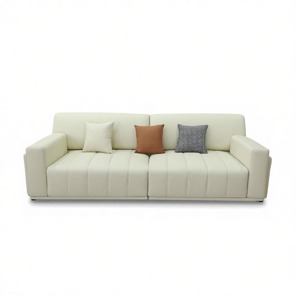 SKANDI Comfortable Cat-Scratch Fabric 3-Seater Sofa 260cm | Premium Beige Grey Sofa Melbourne | OZHomeDepot