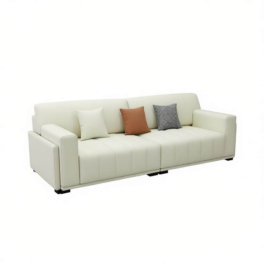 SKANDI Comfortable Cat-Scratch Fabric 3-Seater Sofa 260cm | Premium Beige Grey Sofa Melbourne | OZHomeDepot