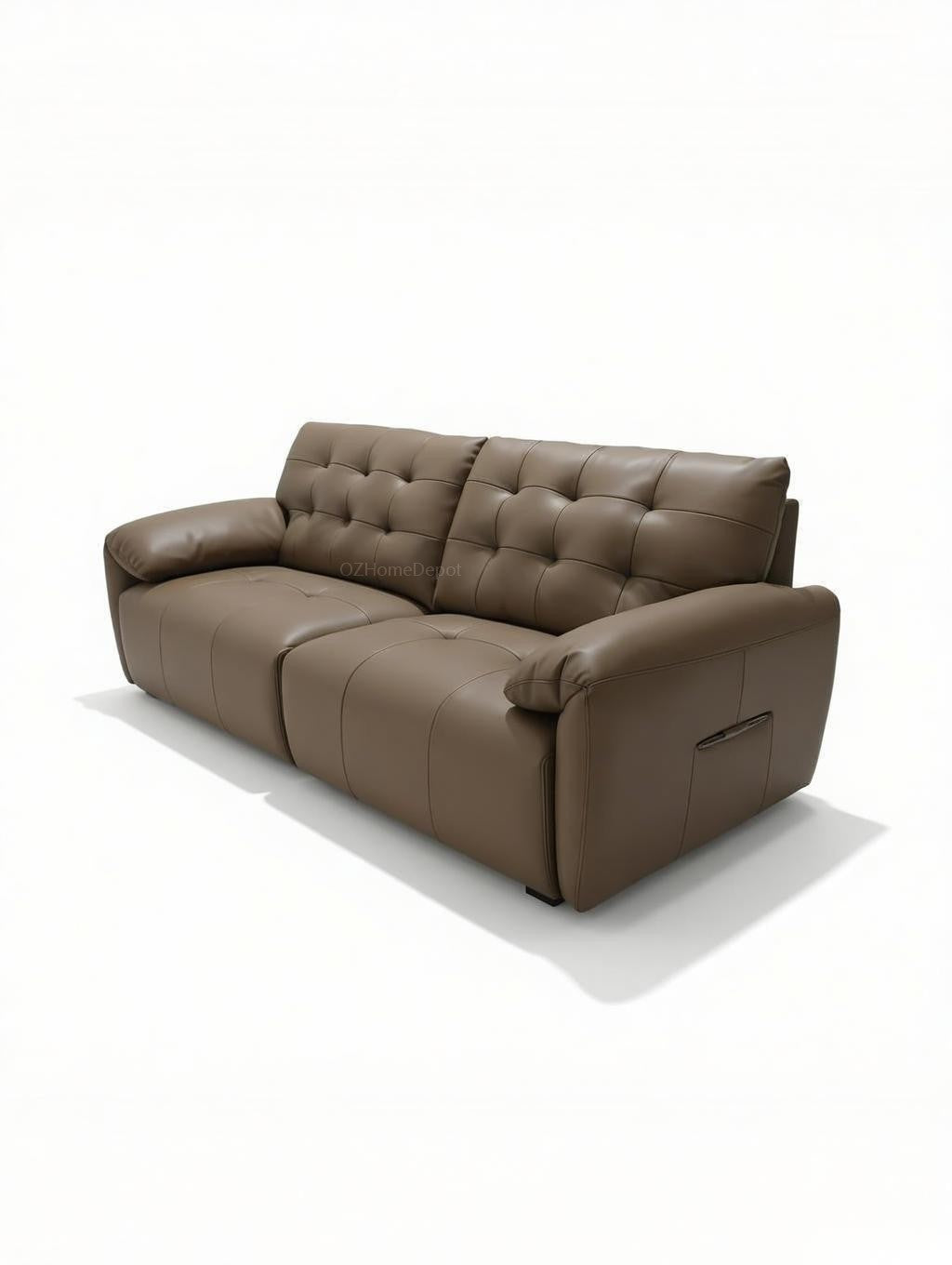 SNOW FLUFF Brown Genuine Leather 3-Seater Sofa 260cm | Modern French Tufted Long Sofa | Premium Leather Couch Australia