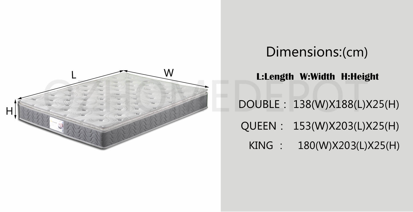 OSANA Extra Firm Mattress with  High Density Sponge Pillow Top  Double|Queen|King