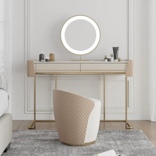 TRAGO Sintered Stone Top Vanity Set with Stool and Mirror | Ceramic | Dressing Table | LED Mirror