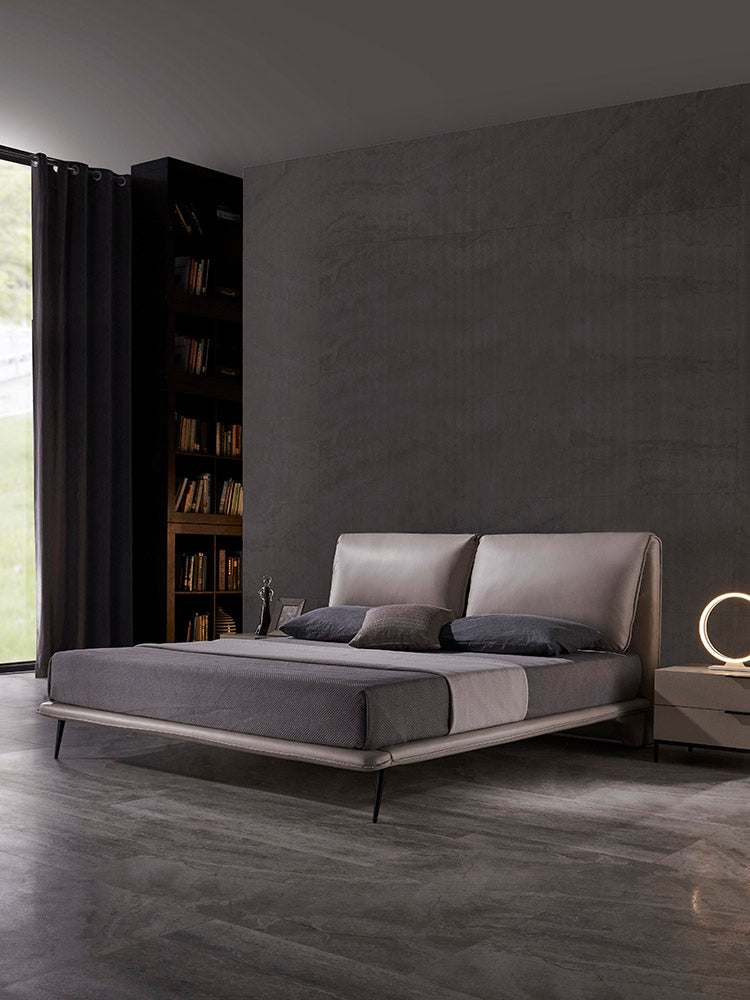 Elephant Ear Luxurious Leather Bed Frame/Premium calf leather/Carbon steel legs/King/Queen