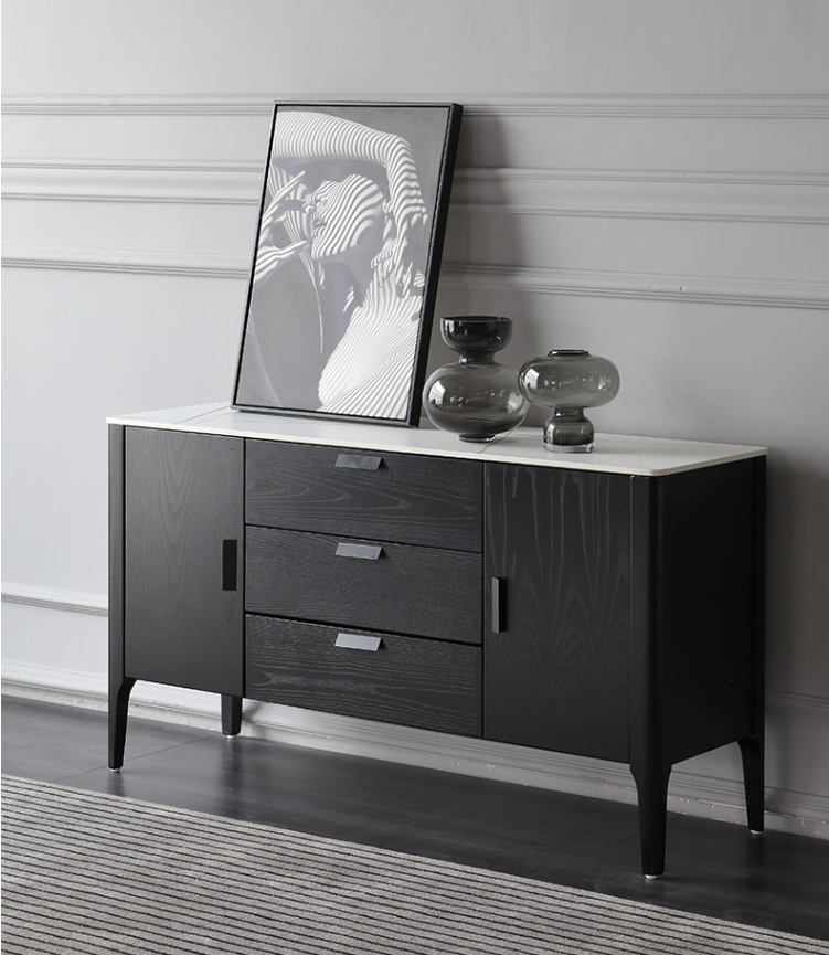 DERIAN Buffet Sideboard Cabinet with Marble top/Mordern/Minimalist/Pine Timber