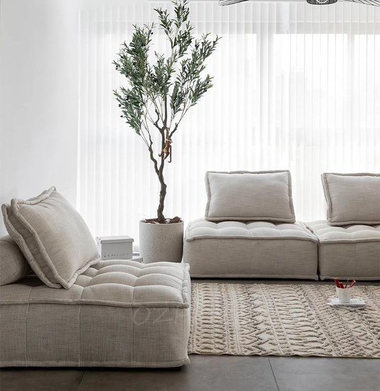 Fluffy TOFU Block minimalist Design Fabric Sofa | Designer Sofa | Modu ...