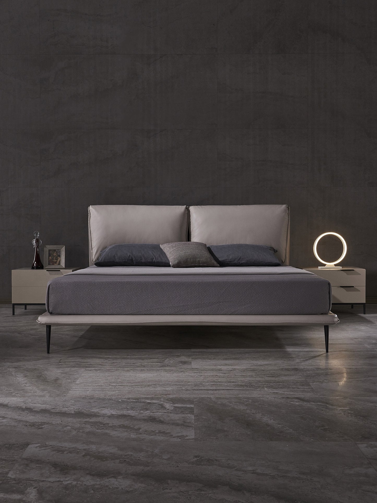 Elephant Ear Luxurious Leather Bed Frame/Premium calf leather/Carbon steel legs/King/Queen