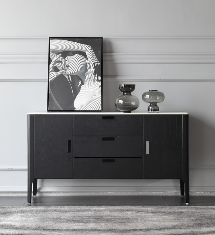 DERIAN Buffet Sideboard Cabinet with Marble top/Mordern/Minimalist/Pine Timber