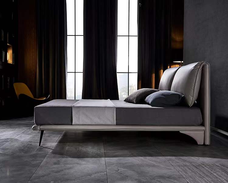 Elephant Ear Luxurious Leather Bed Frame/Premium calf leather/Carbon steel legs/King/Queen