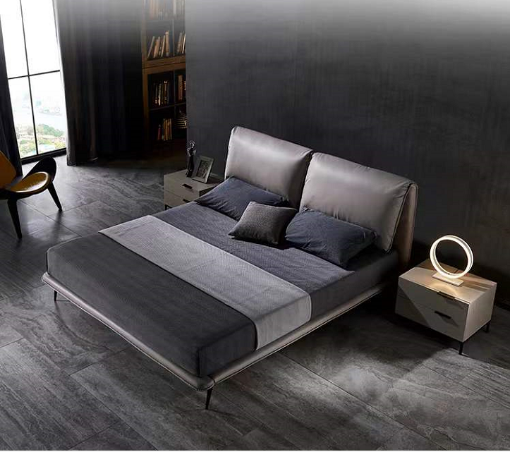 Elephant Ear Luxurious Leather Bed Frame/Premium calf leather/Carbon steel legs/King/Queen