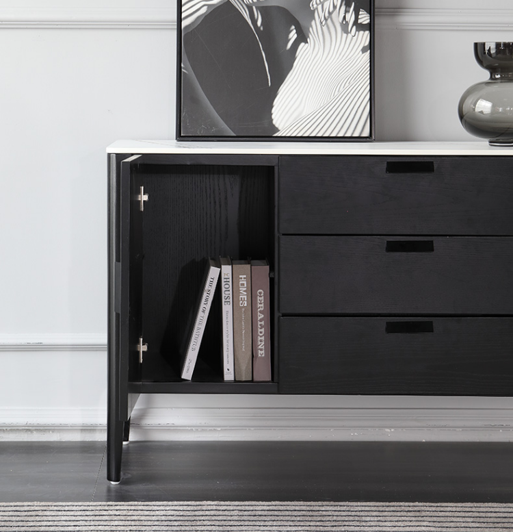 DERIAN Buffet Sideboard Cabinet with Marble top/Mordern/Minimalist/Pine Timber