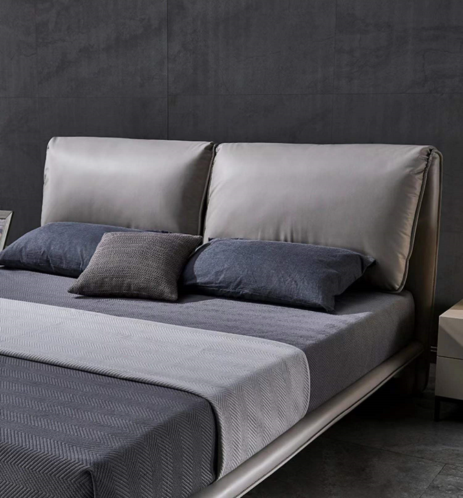 Elephant Ear Luxurious Leather Bed Frame/Premium calf leather/Carbon steel legs/King/Queen